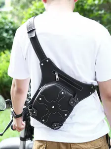 1pc Men's waist bag with solid color zipper closure, adjustable shoulder strap, multiple back methods, fashionable and versatile, personalized, trendy, practical, suitable for daily outdoor cycling, hiking, shopping, men's waist bag, Zipper bum bag