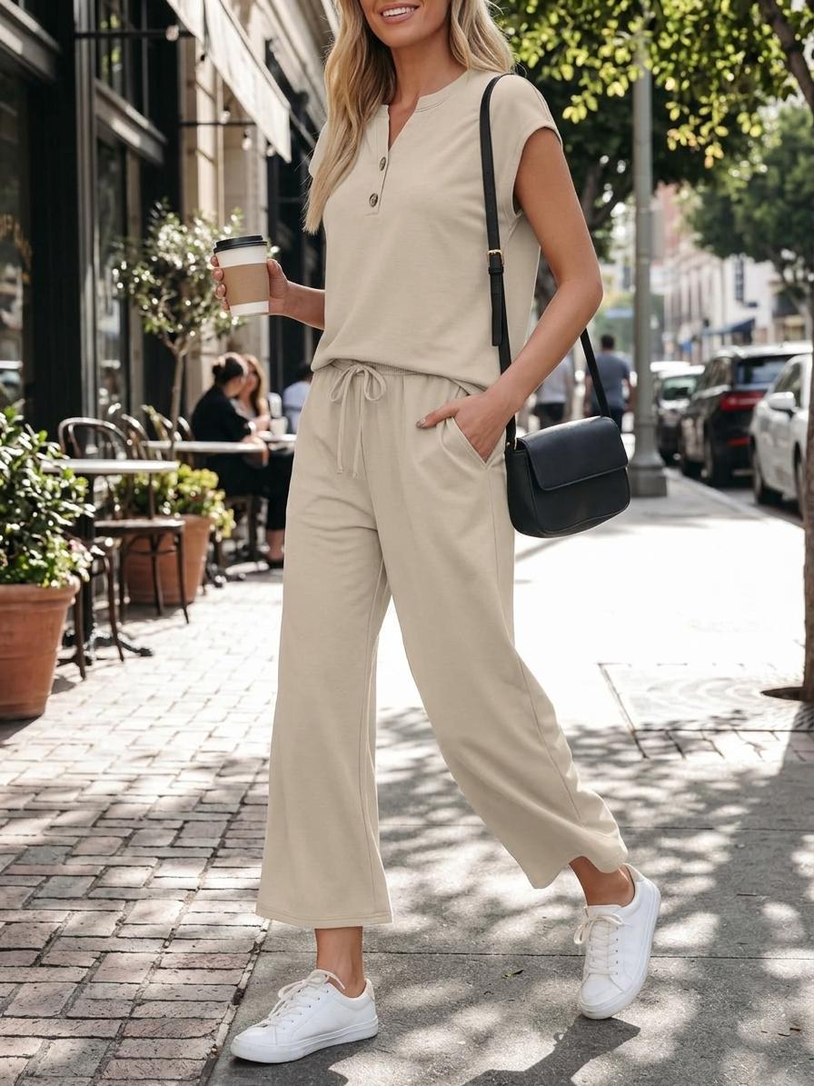 JointlyCreating Two Piece Lounge Set for Women Spring Vacation Beach Travel Airport Outfits Casual Cruise Fashion Clothes & Pants Womenswear Style