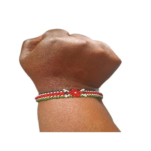 Handcrafted African Beaded Bracelet (Kenyan Flag Adult)