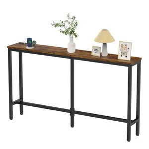 Sofa Table with Charging Station,2 AC 1 USB 1 USB C Ports & Anti Tip Design, Narrow Charging Console For Hallway And Foyer