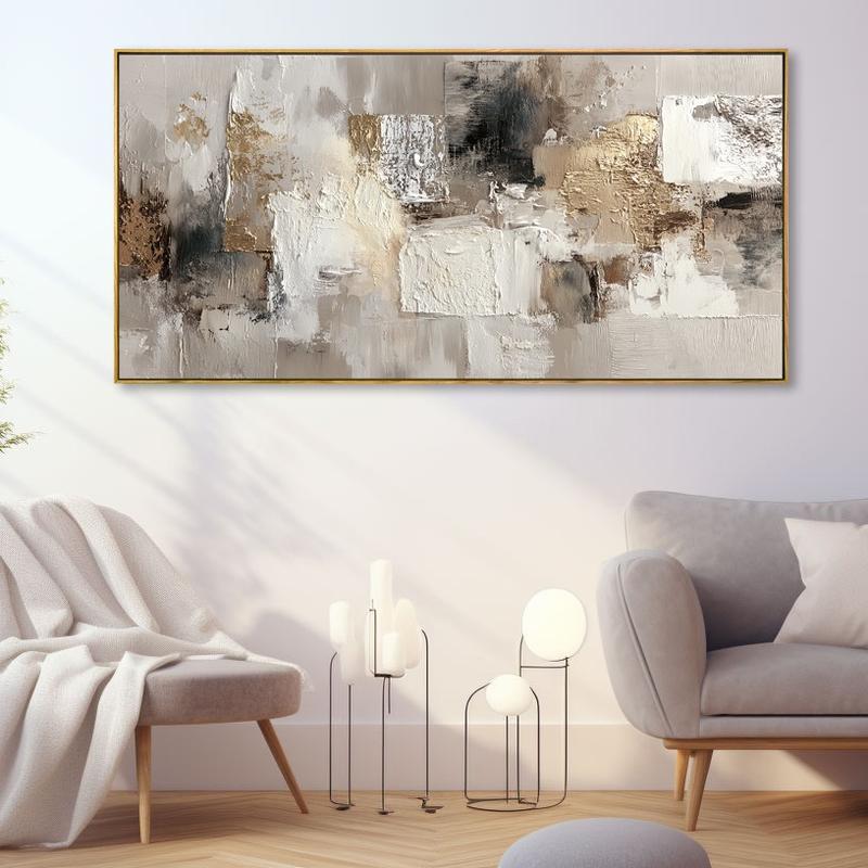 Modern Abstract Wall Art 20x40 Inch – Framed Canvas Print in Gray, White, and Black Tones , Ready to Hang with Solid Wood Frame – Ideal for Contemporary, Upscale Living Rooms, Bedrooms, or Sophisticated Interiors