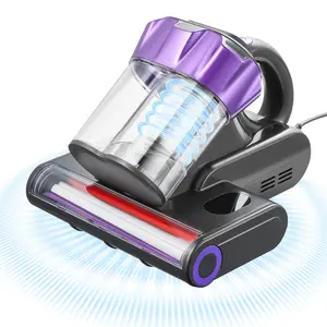 VEVOR Mattress Vacuum Cleaner, 550W Bed Vacuum Cleaner with 18Kpa Powerful Suction and Dual Dust Bin, HEPA Filter Heating, Ultrasound Tech Cleaning Lights, Handheld for Bed, Sofa, Corded, Gray