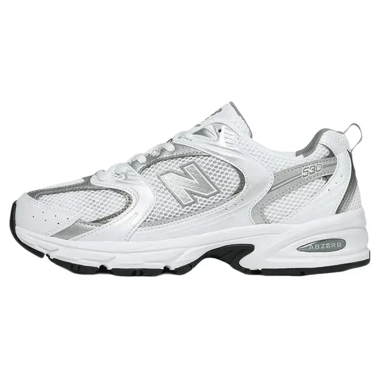 NEW BALANCE 530 'White Metallic Silver' Men's Mesh Upper Sneaker - Retro Casual Trainer with ABZORB Cushion, Lightweight Fit for Casual Running, Everyday Wear, Structured Support, Synthetic Build, Metallic Accents, Solid Design