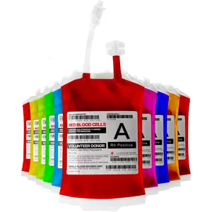 Blood Bags for Drinks for Halloween Party Decorations, Reusable Blood Bag Drink Pouches with Syringe, IV Drink Bags, Vampire Nurse Graduation Decoration Supplies, Pack of 10