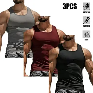 3-pack — Lifestyle Beater: men’s tank top for summer—cool, breathable, casual, stretchy, slim fit that flatters the figure; comfortable T-shirt tank with moisture-wicking performance.