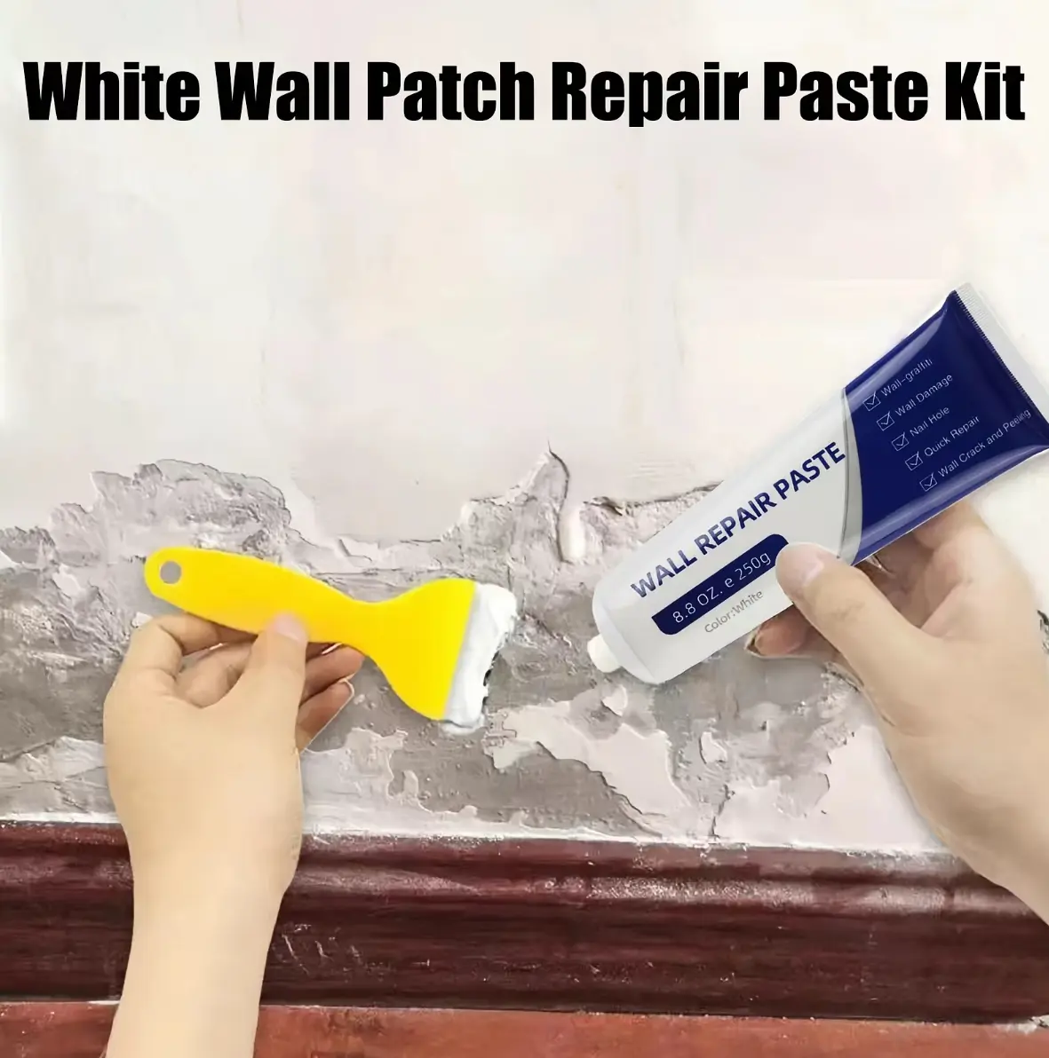 Drywall Patch Repair Kit 250g , Quick Drying Wall Mending Paste, Waterproof Self-Adhesive Filler for Wall Crack, Hole & Concrete Repair