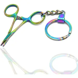Multi Titanium Rainbow Needle Holder Driver Miniature Stainless Steel Instruments Keychain for Educational Use