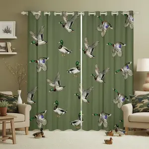 Mallard Duck Curtains 2 Panels,Duck Hunting Theme Blackout Curtains for Boys Girls Mallard Duck Wild Animals Window Curtains Flying Duck Wildlife Decor Window Treatments
