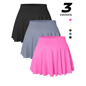 Women's Solid Color 2 in 1 Sports Skort, Athletic Skort, Comfy Breathable High Waist Skort for Indoor Outdoor Activities, Ladies Sportswear for Summer, Breathable Skorts