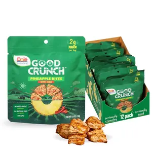 Dole Good Crunch Pineapple with Chili Dried Fruit Bites - 0.5oz Pack of 12 - Gluten Free & Vegan Snack - Dried Fruit Bites - Dry, Pinya