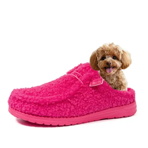 Women's Solid Color Plush Lined Slippers, Casual Soft Comfortable Home Slippers, Warm Slippers for Indoor & Outdoor Use for Winter