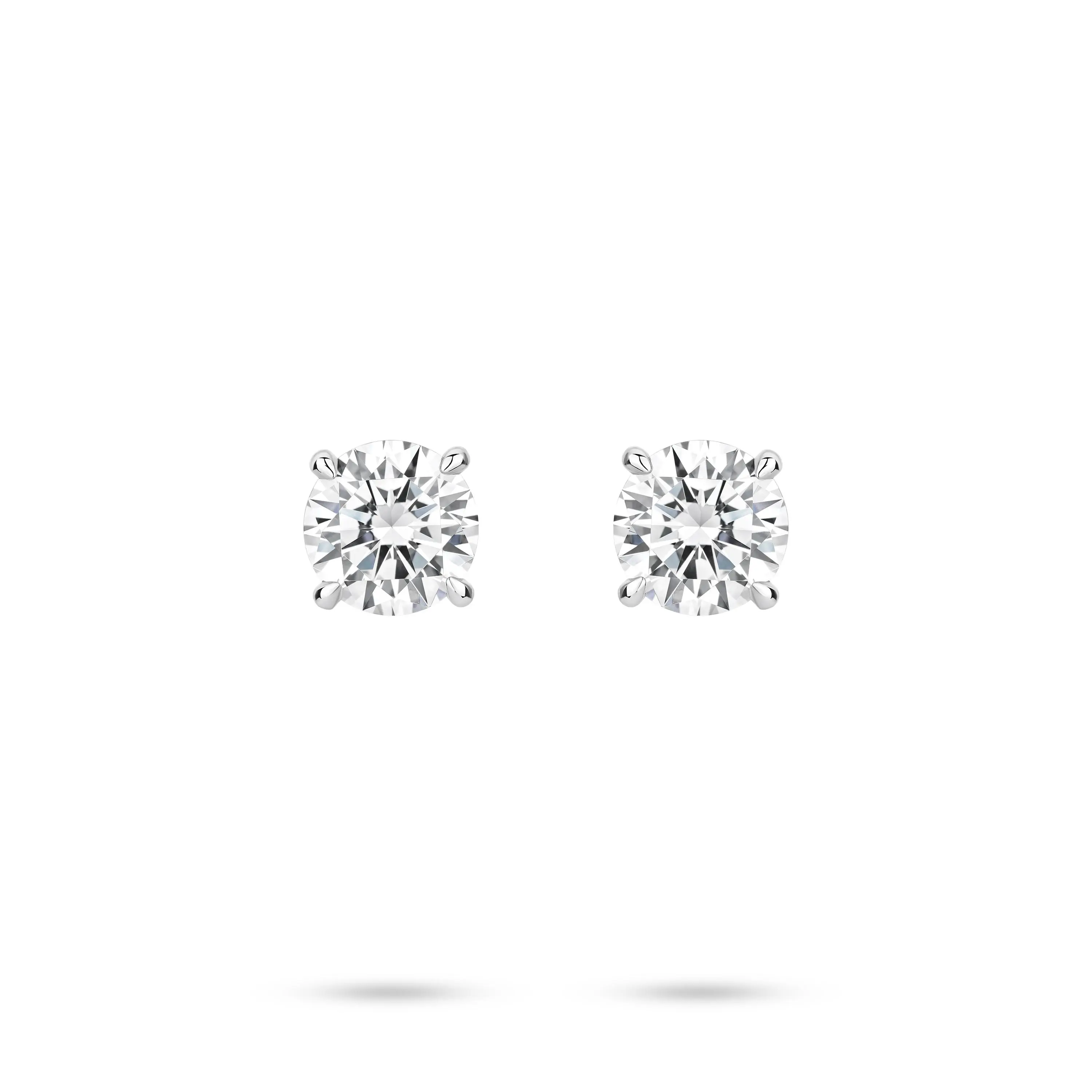 VAMERAY #4915 5 Carat In Each Round Brilliant Cut Solitaire Four-Prong Stud Earrings