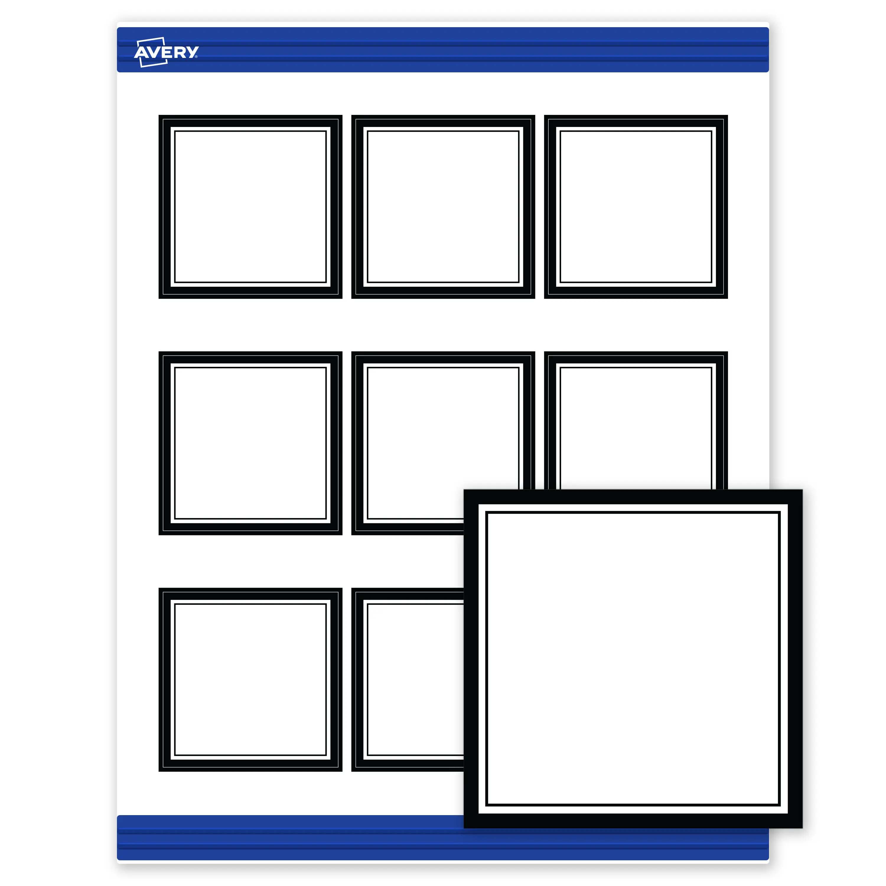 Avery Printable Square Cards, 2.5" x 2.5", Matte White, Pre-printed Double Black Border Design, Sure Feed Technology, Laser & Inkjet Compatible, 180 Total