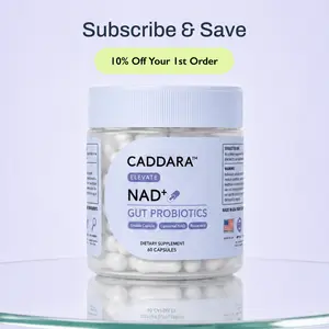 Caddara Elevate Liposomal NAD+ 250mg Trans-Resveratrol 50mg Capsules & Gut Probiotics, Double Capsule, Advanced Cellular Energy Support, 60 Capsules
