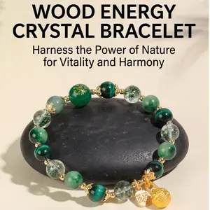 Five Elements Bracelet Wood Energy Healing Crystal for Wealth Career Confidence Positive Energy Feng Shui Unisex Gift Mother's Day Present