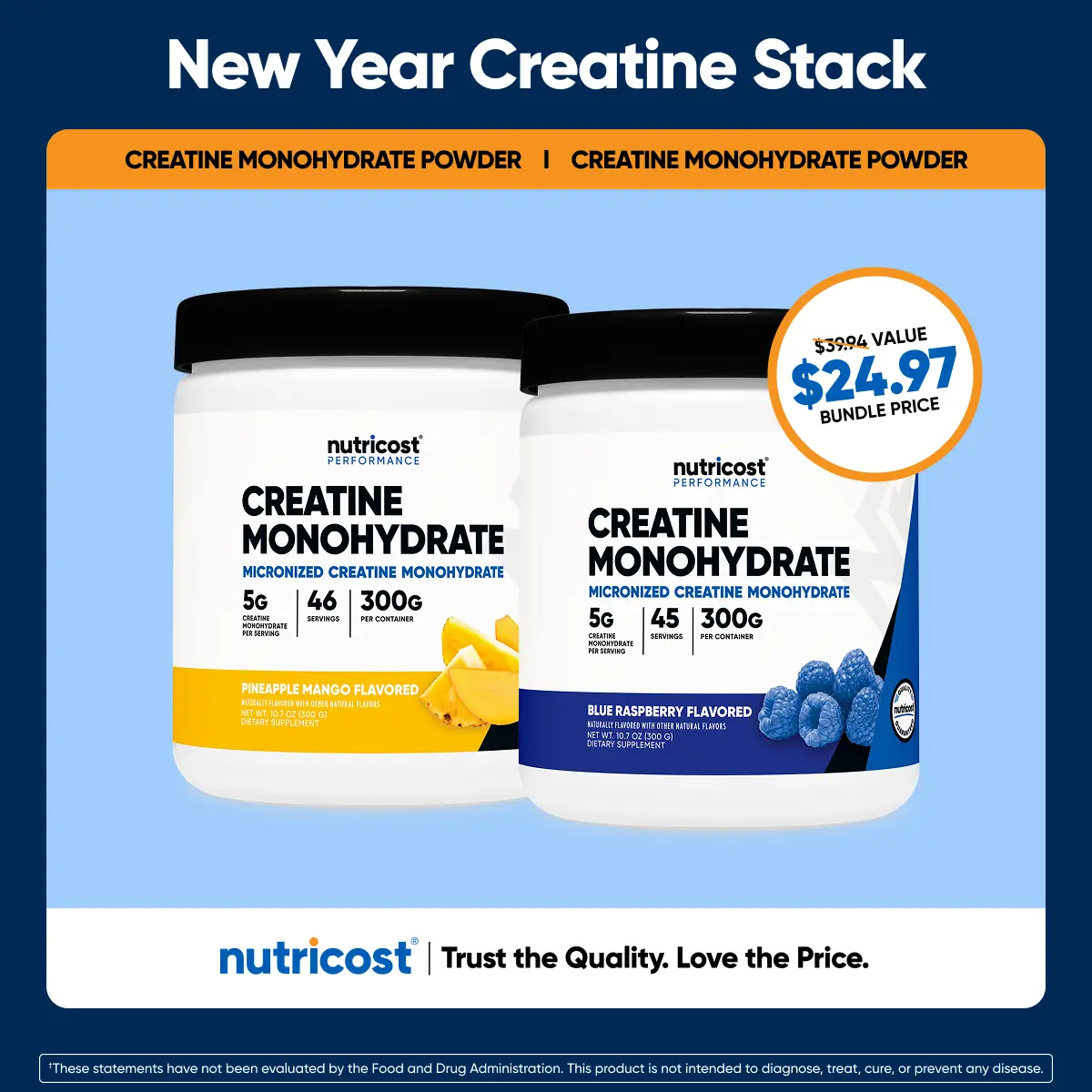 New Year Creatine Stack - Creatine Monohydrate Powder 300G + Creatine Monohydrate Powder 300G