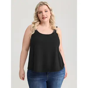 BloomChic Women's Plus Size Basic Casual Stretchy Fabric Lady Garment Tank Top with In-Built Supportive Bra, Size M-6X, 2026 Summer Vibes Swimweek