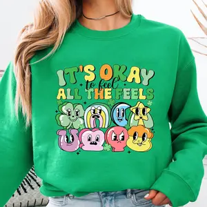 It's Ok To Feel All The Feels St. Patrick's Day Sweatshirt, Mental Health, Lucky Charms Shirt, School Psychologist Tee, Shamrock Tee, Feeling Shirt