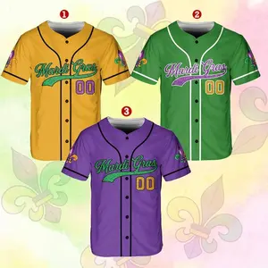 Personalized Mardi Gras Baseball Jersey, Custom Name And Number Baseball Jersey
