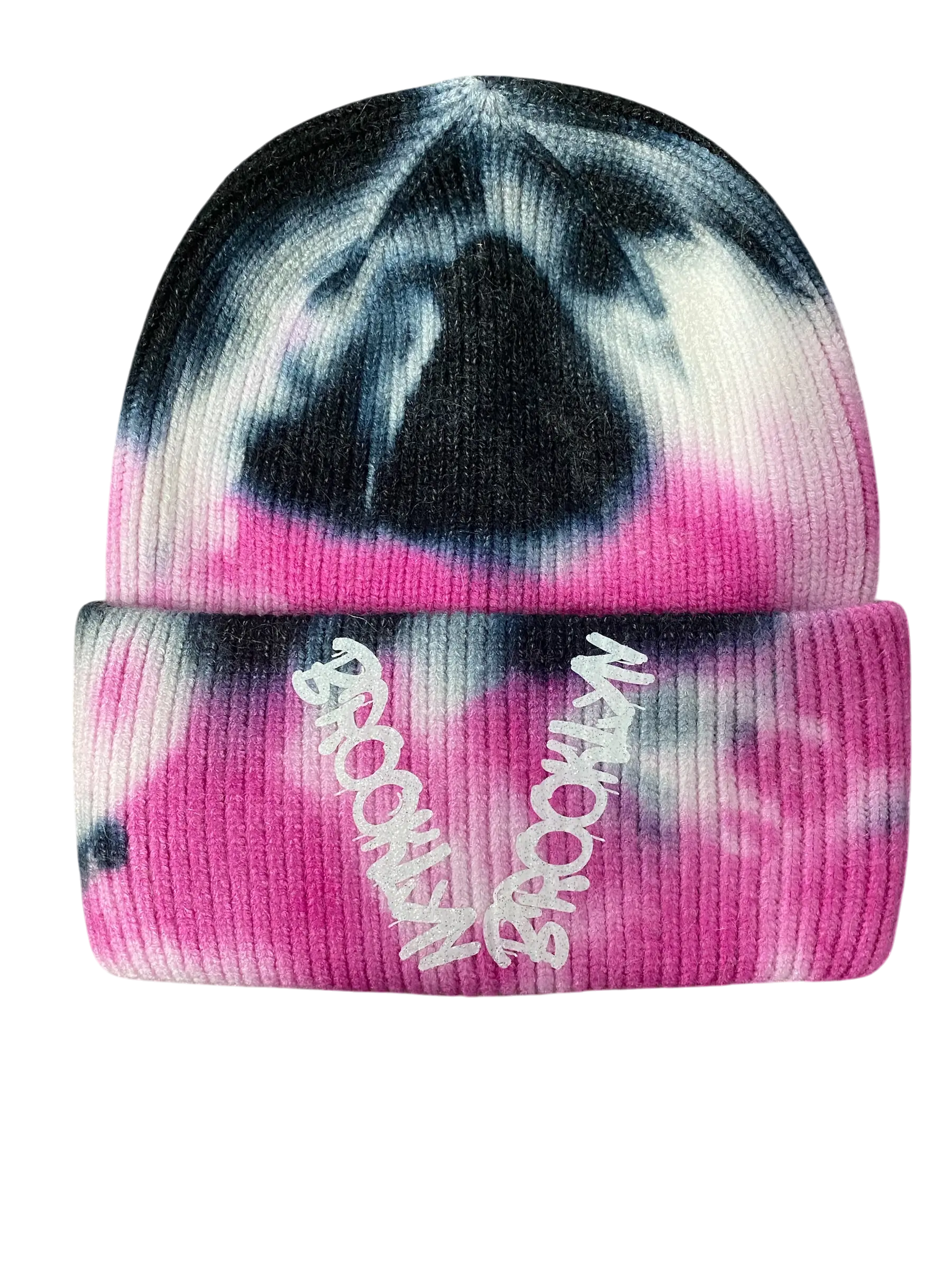 Brooklyn Up N Down Beanie Hat with tie-dye spin.