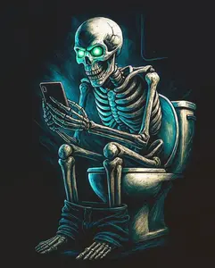 Halftone Skull Design for Black Fabric Ready to Press Heat Transfer DTF Transfer Direct to Film Heat Press Settings 300-320°F Cotton Polyester Firm Press Instructions