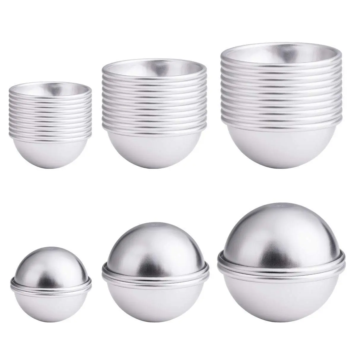 30PCS Bath Bomb Mold Kit, 15 Set 3 Size Mold & Bath Bombs Press for DIY Making Supplies