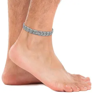 MagnetRX Ultra Strength Titanium Magnetic Anklet for Men (Silver)