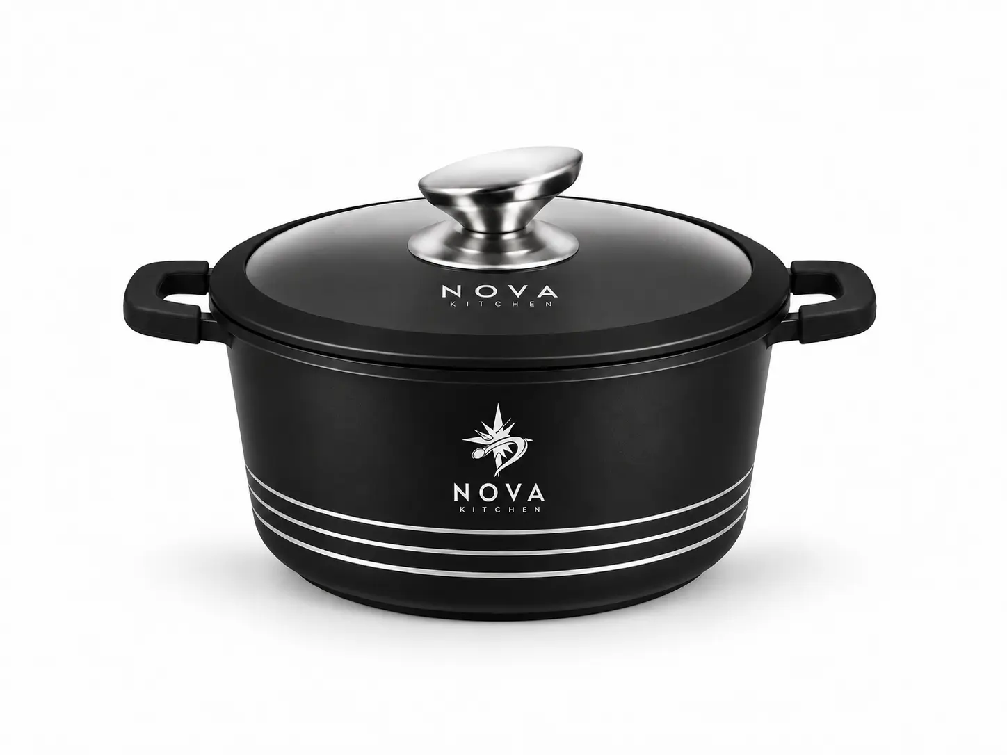Nova Kitchen  Nonstick Stock pot - Cooking pot for Simmering soups, Stews Induction compatible base for electric and gas stoves