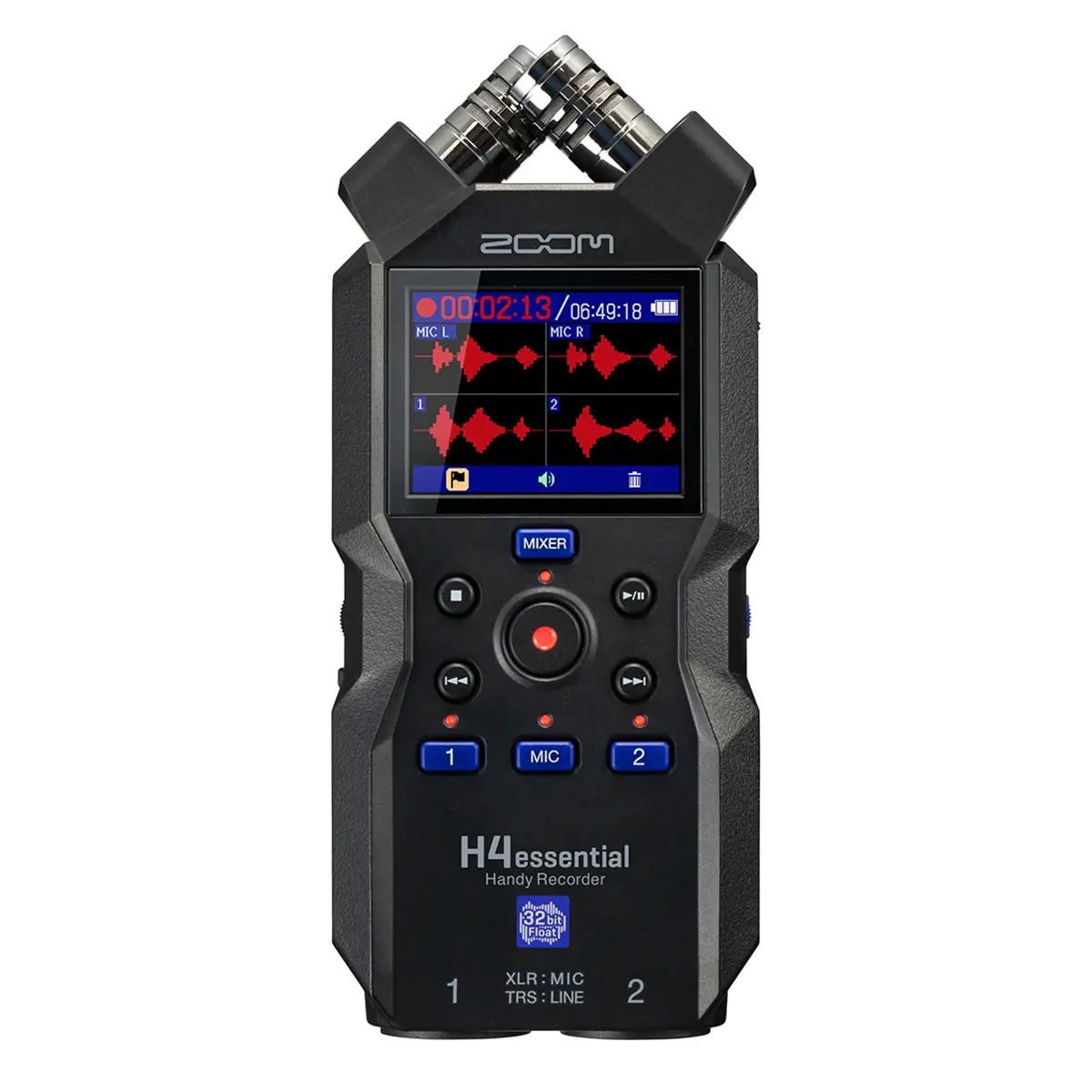 Zoom H4essential Handy Recorder - 4-Track, 32-Bit Float, Mixer, Adapter, Bluetooth, LCD Display for High-Quality Recording