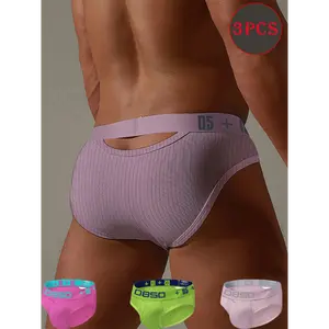 3pcs Men's Quick Dry Briefs for Men Cotton Jockstrap Print Fashion Bikini Male Underwear Lingerie  Gym Workout Running Underpants Set for Every Day Wear Casual Attire Mens Shorts Clothes Breathable Sweat Pants