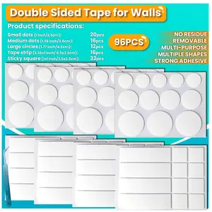 Double Sided Tape for Walls, Picture Hanging Strips Removable Mounting Dots Adhesive Heavy Duty, Removable for Art Craft, Decoration, Party Supplies, Multipurpose