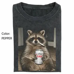Three Raccoons Diet Coke Smoking Comfort Colors T-Shirt With A Funny Gen Z Dank Meme Vibe, Trendy Cotton Streetwear Top And Playful Graphic Gift For Men And Women Alike.