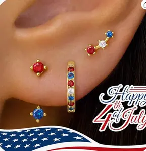 VENOCO 3 Pairs Gold Hoop Earrings for Women Gold Earrings Set 14K White Gold Plated Huggie Hoops Earrings Cubic Zirconia Earrings CZ Stud Chunky Open Hoop Earrings Set Jewelry Gifts for Women