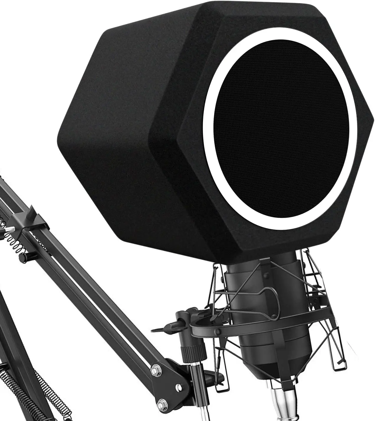 Microphone Wind Shield Pop Filter Microphone Isolation Ball, Acoustic Filter for Record Studios Mic, Sound-Absorbing Foam Five-sided Seal Design to Effectively Reduces Noise and Reflections