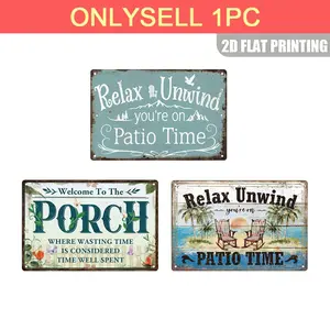 1 Piece Garden Time Poster Aluminum Sign, Cozy Cottage Metal Wall Art Print, Relaxing Aluminum Board Sign, Rural Mountain View Decor, 20x30 Cm