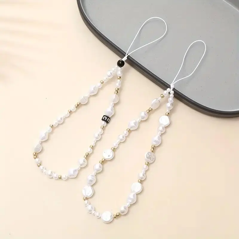 Pearl Phone Chain with C Letter Design, Elegant Accessory for Mobile Phones, Stylish and Unique Style for Daily Use, Phone Accessories, Phone Charms, Mobile Phone Lanyard, Phone Wrist Strap, Cell Phone Charm