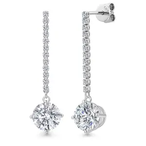 Gem Stone King 5.36 Cttw IGI Certified Lab Grown Diamond in 14K White Gold Earrings for Women | Round Center Diamond 2.50 Ct | D-E Color | VS1-VS2 Clarity