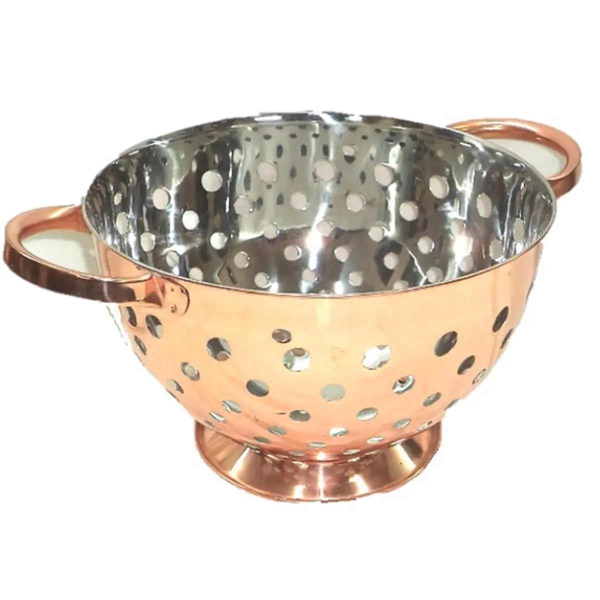 212 MAIN Starcrafts 72163 5 Qt Stainless Steel Copper Colander - Durable Kitchen Strainer Utensils, Round Wire Mesh Sieves and Colanders with Quick Drainage Holes for Vegetables