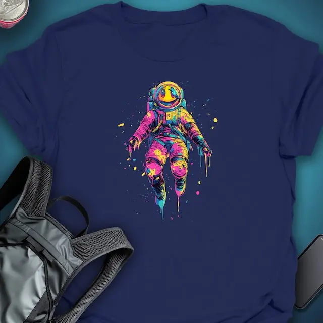 Women's Cotton Short-Sleeve Round Neck Drip Smiley Graphic T-Shirt - Lightweight, Casual, Psychedelic Streetwear, Original Design, XXL, Suitable for Outdoors, Parties