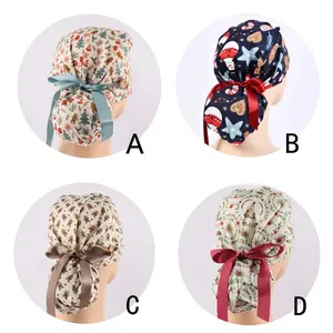 Scrub Cap for Women, Long Short Hair,Gingerbread Man,Christmas Tree,Snowman,Santa,Socks,Nurse Gifts