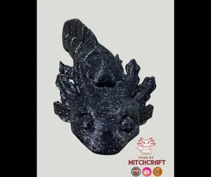 Flexi Axolotl Keychain (Black w/Gold Glitter)