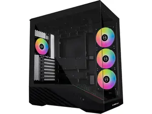 Lian Li V100 ATX Mid-Tower PC Case, 4 x 120mm ARGB PWM Fans  Pre-Installed, LED RGB Strip, Display Platform with Tempered Glass, Support 420mm GPUs, 360mm Radiator, Optimized Airflow - Black (V100RX)