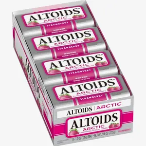 ALTOIDS Arctic Strawberry Breath Mints Hard Candy Bulk, 1.2 oz Tin (Pack of 8)