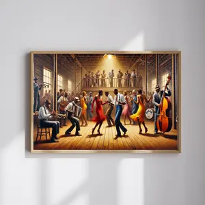 The Sugar Shack Dance Poster, African American Party Wall Art, Black Man and Woman Dancing Print,  Unframed Art for Living Room, Music Studio or Home Decor