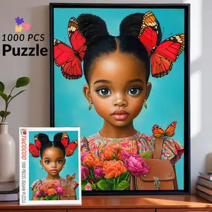 Butterfly Princess Girl 1000 Pieces Jigsaw Puzzle Relaxing Family Game for Stress Relief Brain Exercise Charming Art Style Challenging Adult Puzzle Beautiful Wall Décor Thoughtful Gift for Seniors and Loved Ones Relaxation Home 27.5x20inch 70x50cm