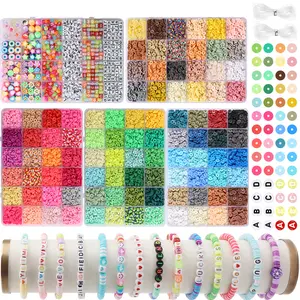 2400pcs/3500pcs/6000pcs Soft Clay Beads DIY Set, Friendship Bracelet Kit, Christmas Polymer Clay Jewelry Making Supplies, DIY Mix Beads