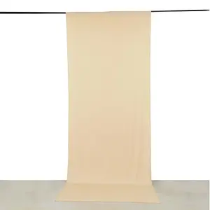 Beige 4-Way Stretch Spandex Backdrop Drape Curtain, Wrinkle Free Event Divider Panel with Rod Pockets - 5ftx12ft
