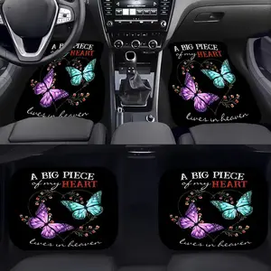 Butterfly & Heart Pattern Car Floor Mat, Universal Car Interior Floor Mats, Car Interior Accessories for Women, Car Decorative Accessories