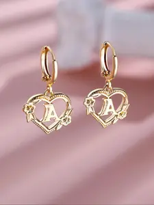 Heart & Letter & Flower Design Dangle Earrings (1 Pair), Personalized Fashion Earrings, Casual Fashion Jewelry for Party & Daily Clothing Decor, Trendy All-match & Exquisite Jewelry for Birthday Gift, Heart Shaped Earrings