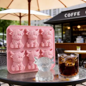 Mini Highland Cow Ice Cube Mold, Ice Cube Tray, Cute 3D Ice Cubes for Drinks, Parties, and Gifts, silicone mold